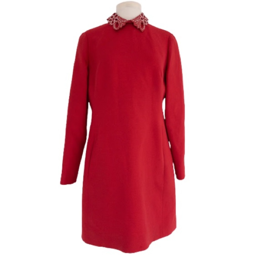 Red Valentino Leather Collar A-Line Mini Dress Preowned